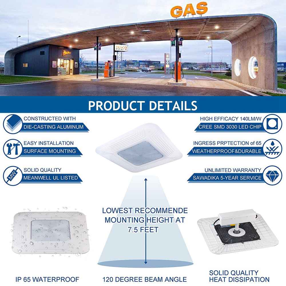 Led Canopy 150w Square Canopy Petrol Led for Gas Station Light