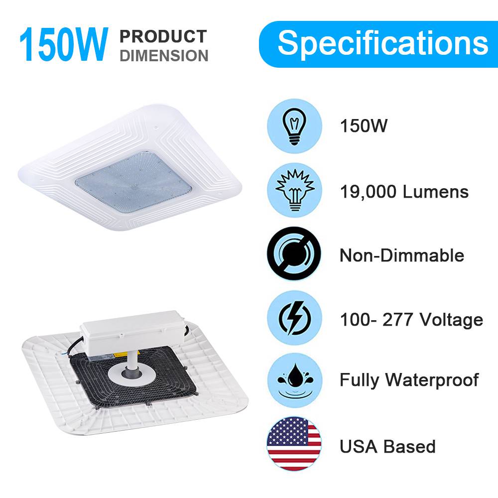 Led Canopy 150w Square Canopy Petrol Led for Gas Station Light