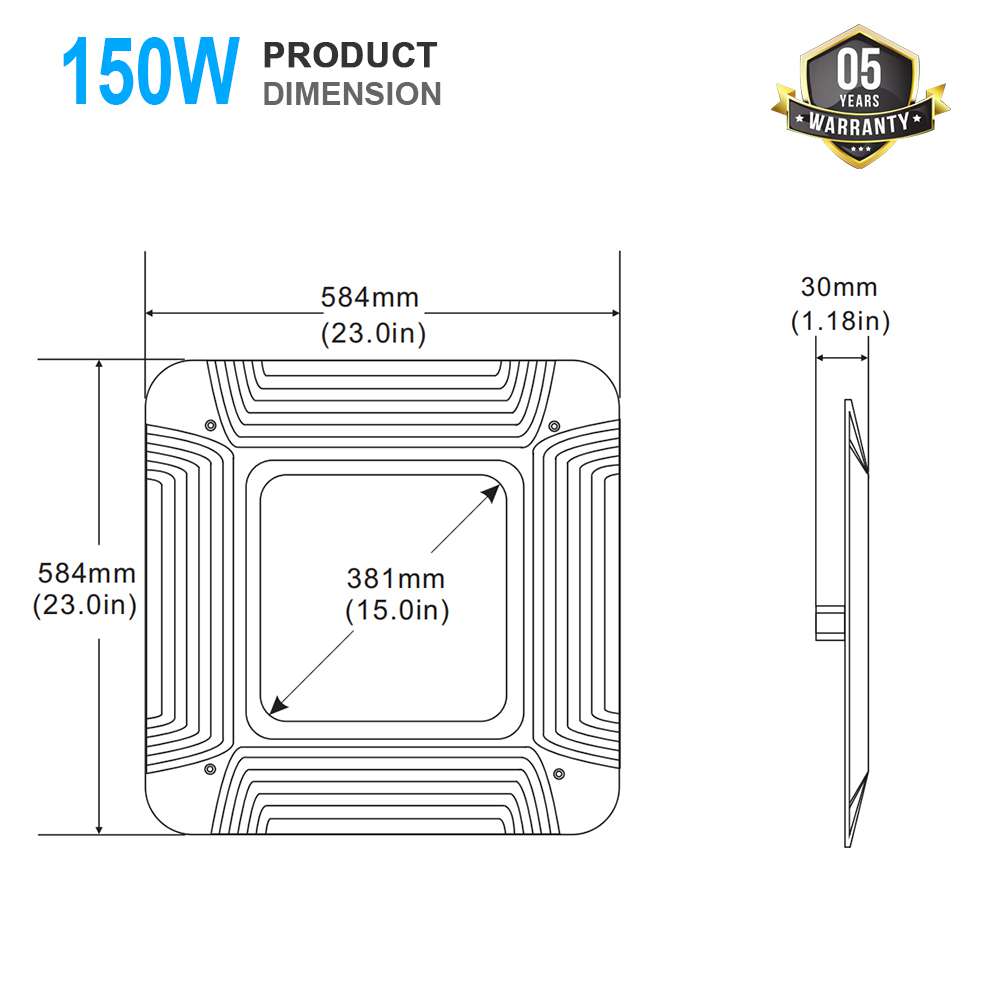 Led Canopy 150w Square Canopy Petrol Led for Gas Station Light