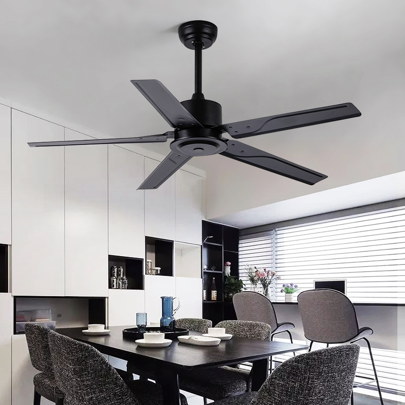 75W wireless ceiling fan with light 52 inch 5 Iron Blades for Living Room