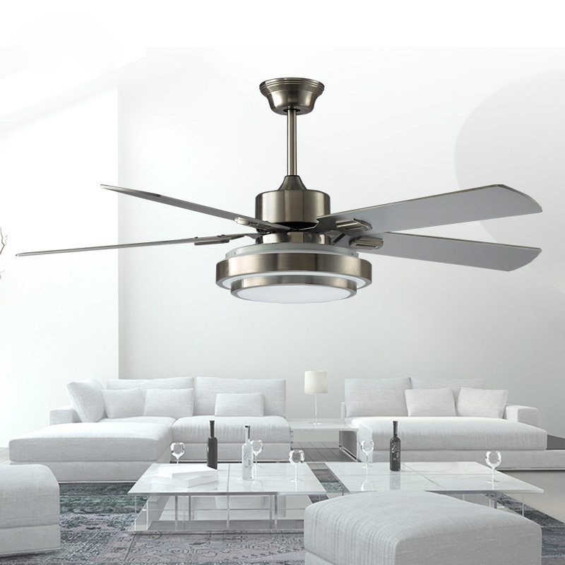 70W Small Ceiling Fan with Led Light 52 Inch Plywood for Living Room