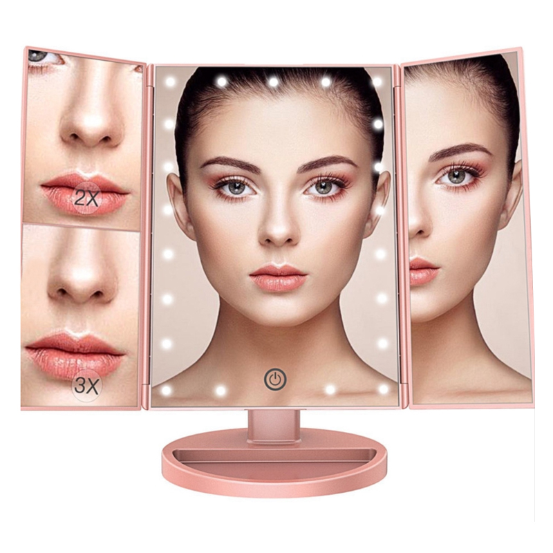 Best 10x Makeup Mirror Tri Fold 1 2 3x Magnification with LED Light Touch Screen Light Control BBIER