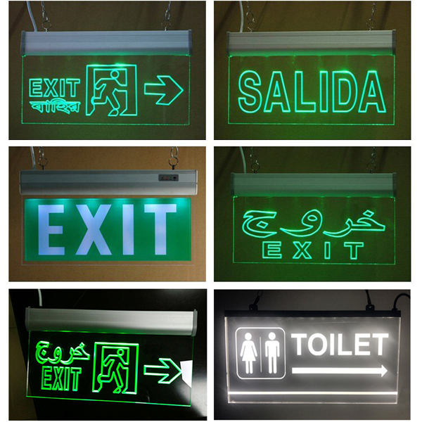 Ceiling Mounted Exit Sign 120v 220v ISO Acrylic Fire Safety Photoluminescent Light Board