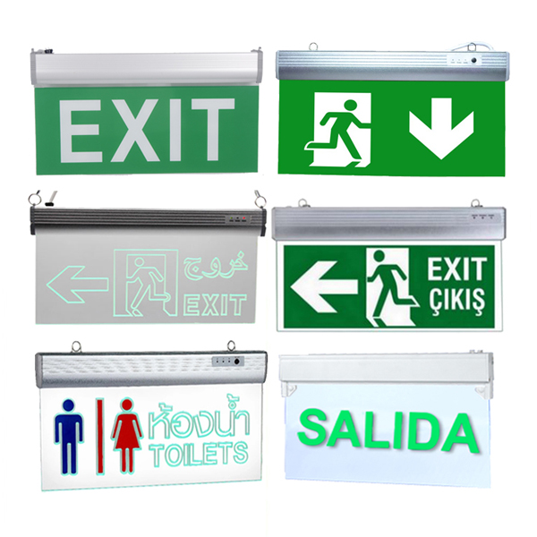 Ceiling Mounted Exit Sign 120v 220v ISO Acrylic Fire Safety Photoluminescent Light Board