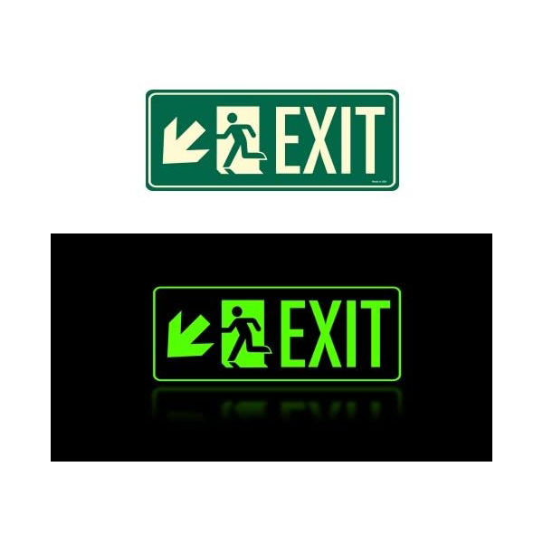 Hot Selling Exit Light Fixture Low Proximity Photoluminescent with Arrow