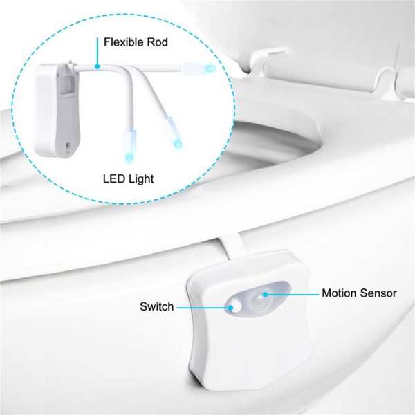 8 or 16 Colors Human Motion Sensor Toilet Light Bathroom Night Light Home  Decoration