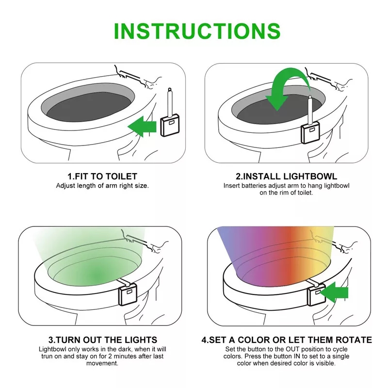Toilet Night Light LED Motion Activated Sensor Lamp Bathroom Seat Bowl Light