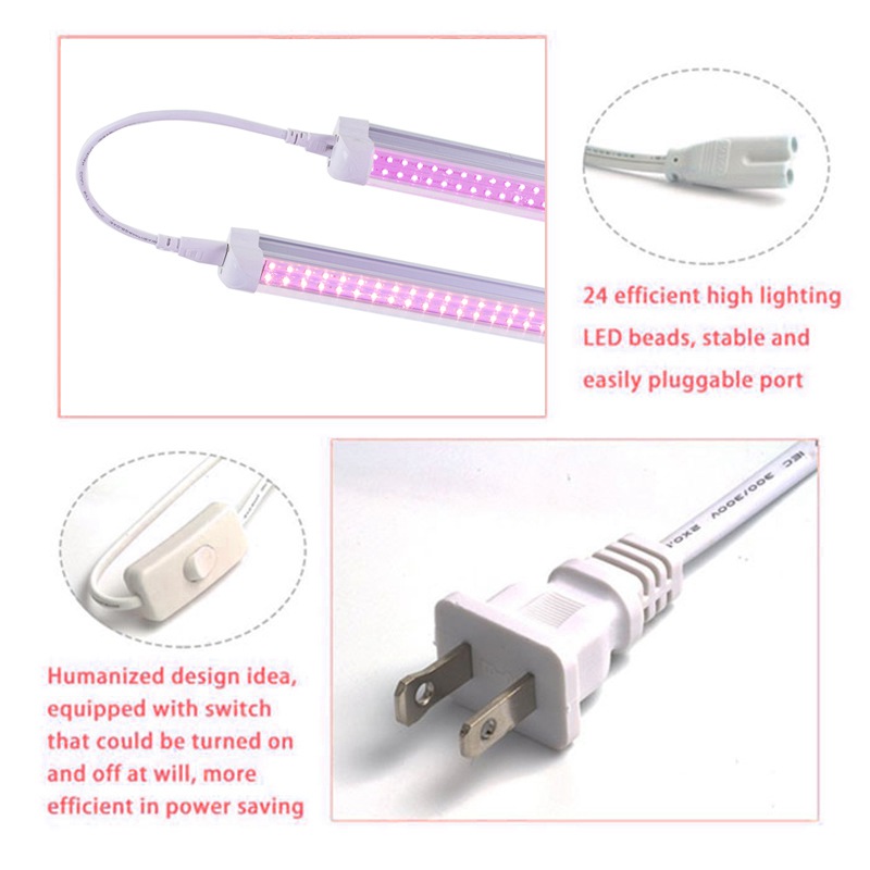 36W T8 Grow Light IP40 AC85-265V with Double-rows Full spectrum
