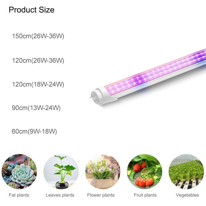 36W T8 LED Grow Bulbs IP40 Double-rows with AC85-265V
