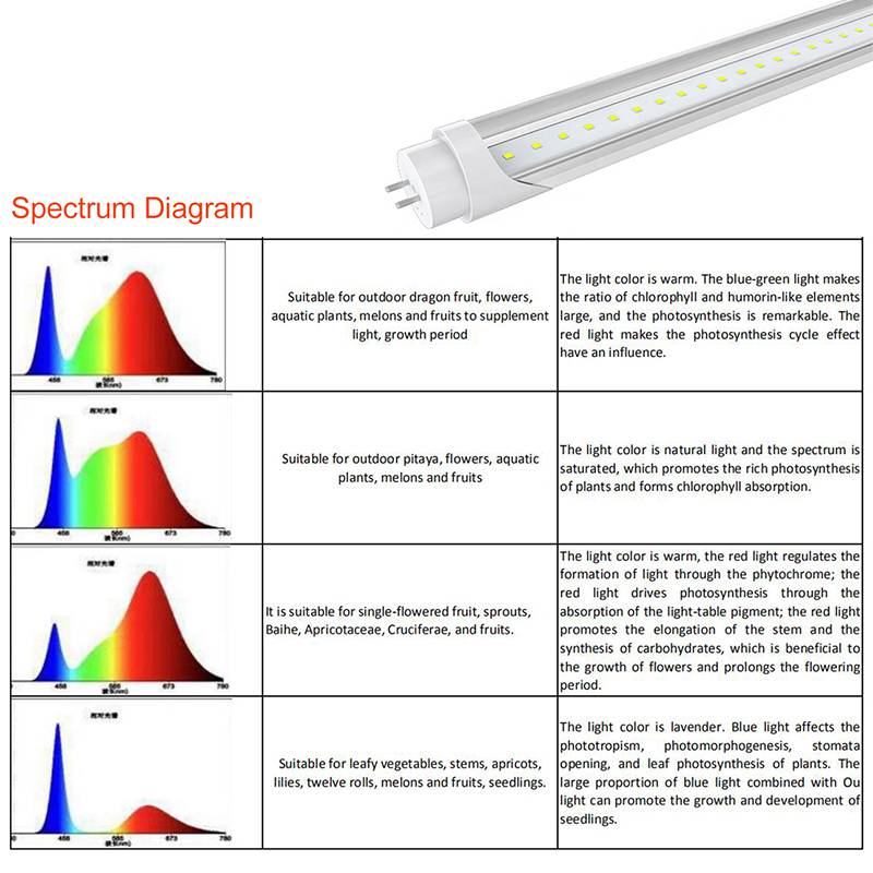 T8 Grow Light Fixture 5W IP40 AC85-265V with Full spectrum
