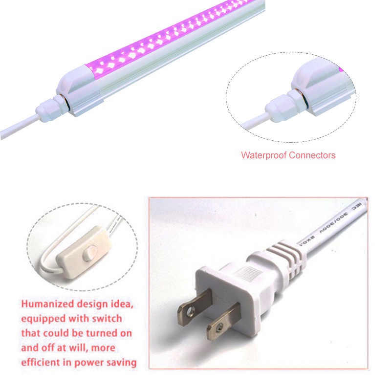 T8 Growth Bulb 48 Inches 18W IP65 Double-rows with AC85-265V