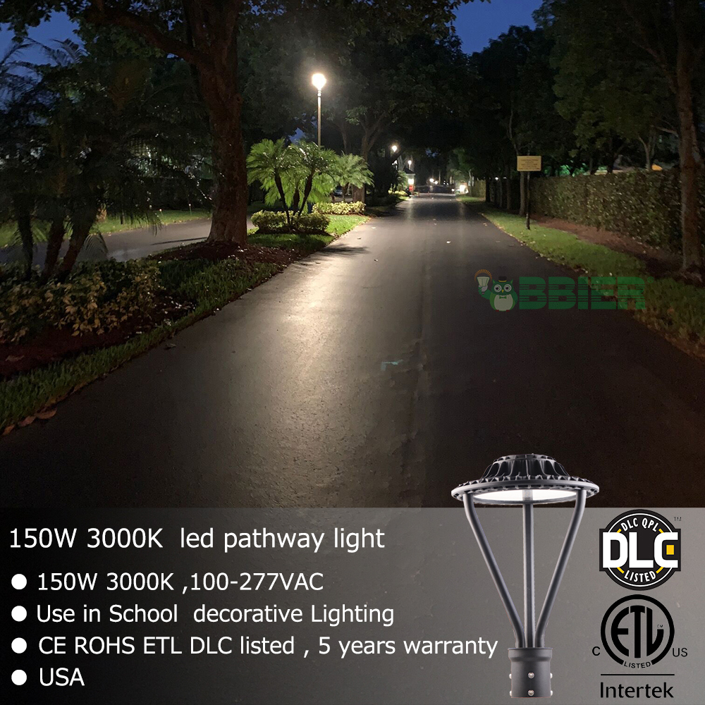 ETL DLC 150W LED Pathway Light with 3000K 100-277VAC Led Post Top Area Light Outdoor