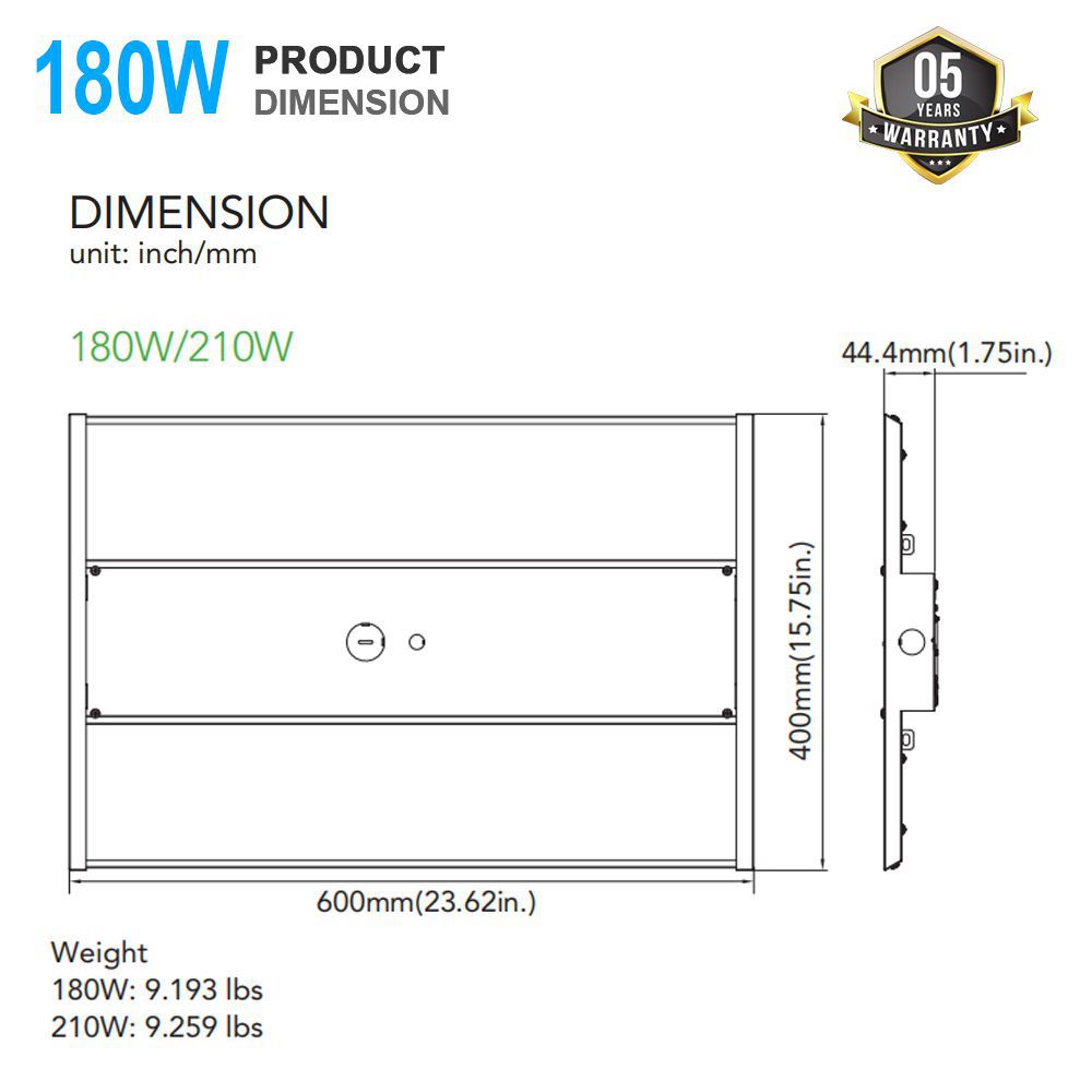 Linear LED Light Fixture 180W 5000K with 120-277VAC for Industrial areas