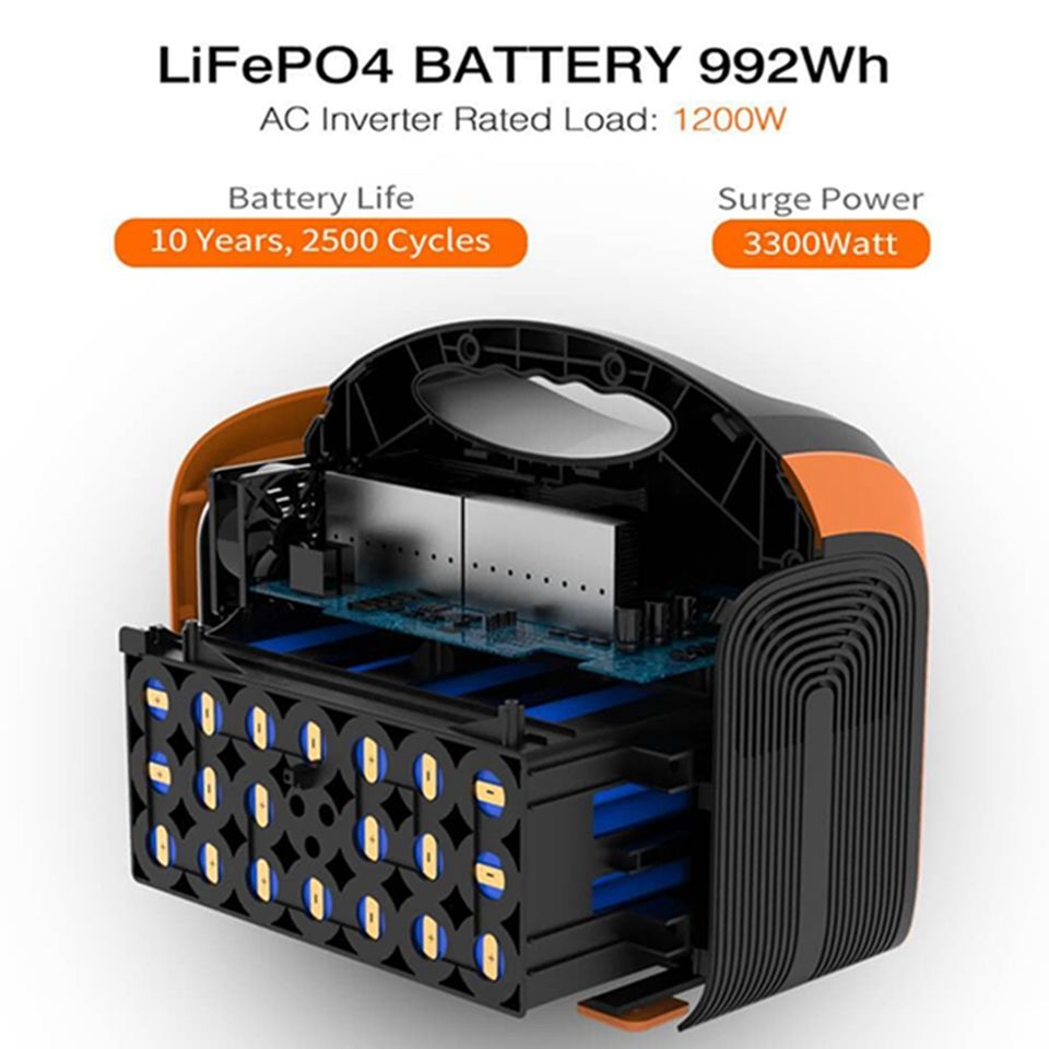 2022 New Arrival 992Wh 1200W Emergency Generator Camping Outdoor Solar Portable Power Station