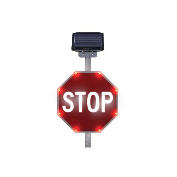 Solar Panel Stop Sign 30W Traffic Control Sign