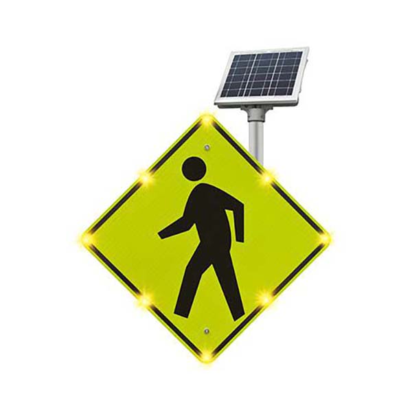 Solar Stop Sign Lights 30″ H x 30″ W LED Flashing Pedestrian Crossing Sign