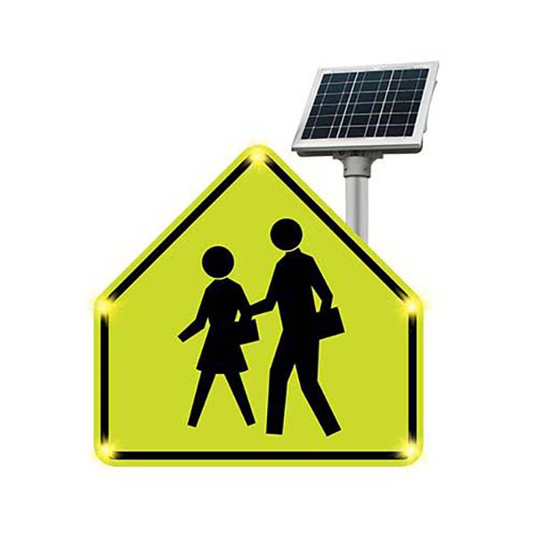 Solar Stop Sign Lights 30″ H x 30″ W LED Flashing Pedestrian Crossing Sign