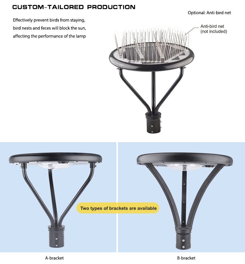 solar post top lamp outdoor lighting application