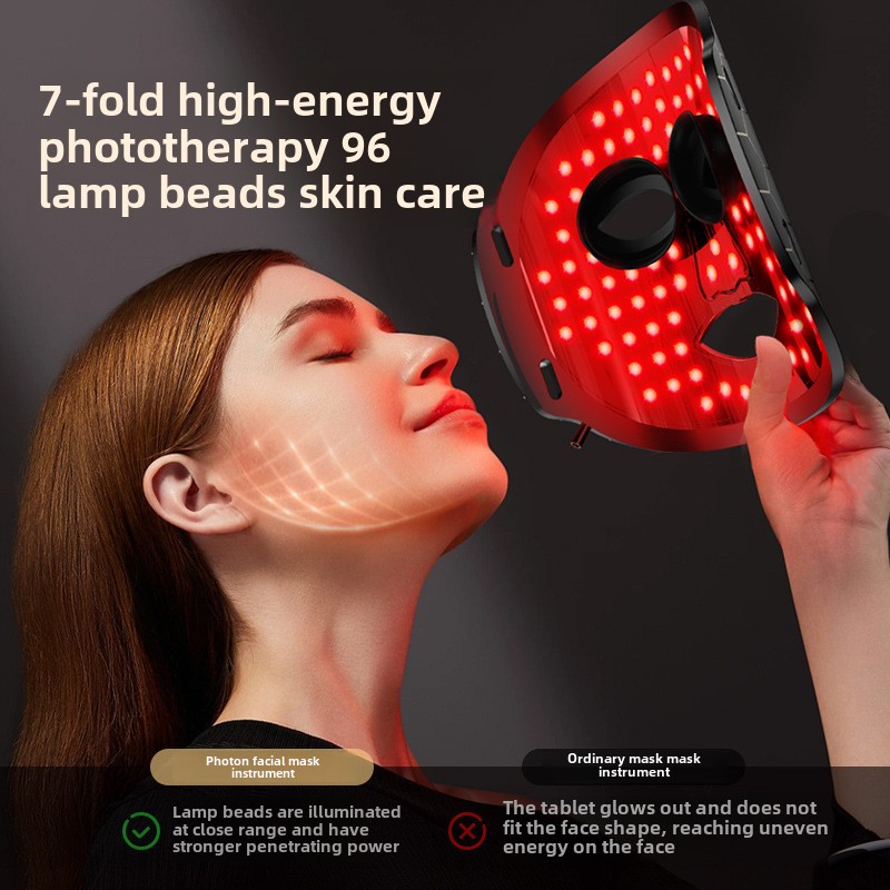 LED Therapy Red Light Facial Beauty Mask for Home Use Handheld for Face Neck Skin Rejuvenation Tightening