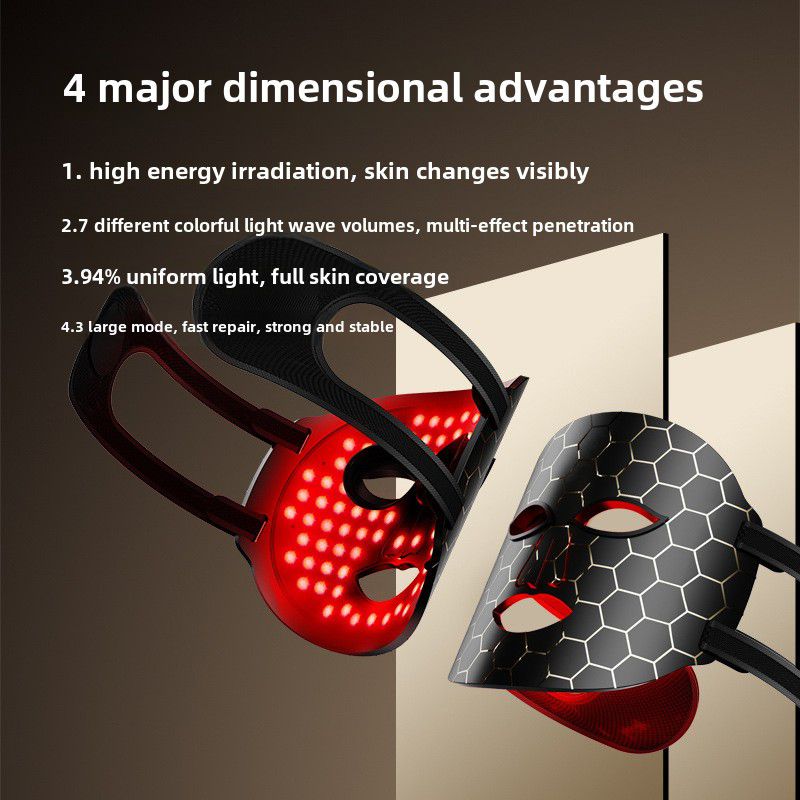 LED Therapy Red Light Facial Beauty Mask for Home Use Handheld for Face Neck Skin Rejuvenation Tightening