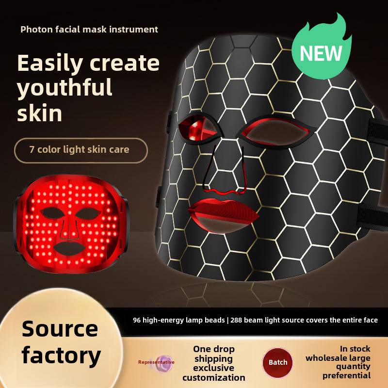 LED Therapy Red Light Facial Beauty Mask for Home Use Handheld for Face Neck Skin Rejuvenation Tightening