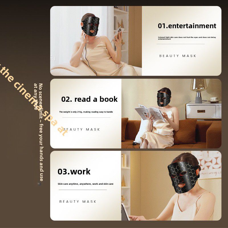 LED Therapy Red Light Facial Beauty Mask for Home Use Handheld for Face Neck Skin Rejuvenation Tightening