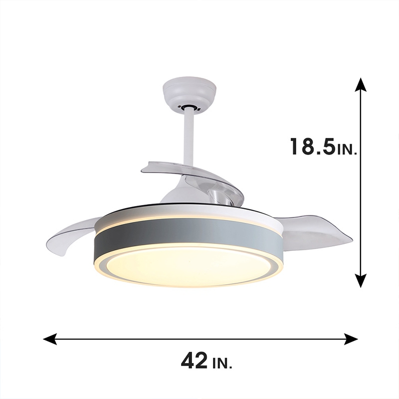 42 Inch APP Control Smart Invisible Fan Light Ventilador De Techo RGB Color Dimmable Modern Retractable Ceiling Fan With Light