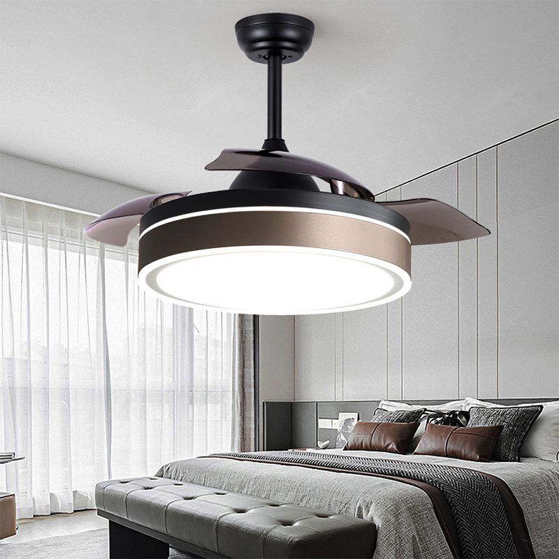 42 Inch APP Control Smart Invisible Fan Light Ventilador De Techo RGB Color Dimmable Modern Retractable Ceiling Fan With Light