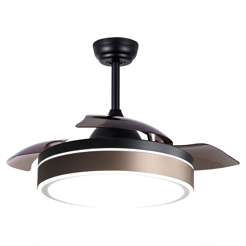 42 Inch APP Control Smart Invisible Fan Light Ventilador De Techo RGB Color Dimmable Modern Retractable Ceiling Fan With Light