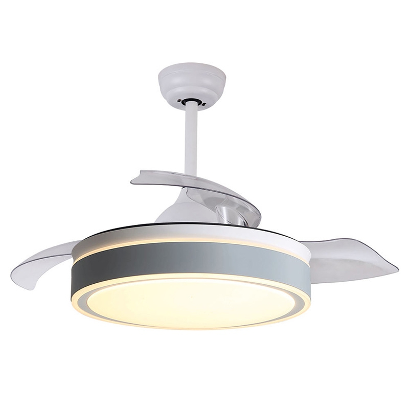 42 Inch APP Control Smart Invisible Fan Light Ventilador De Techo RGB Color Dimmable Modern Retractable Ceiling Fan With Light