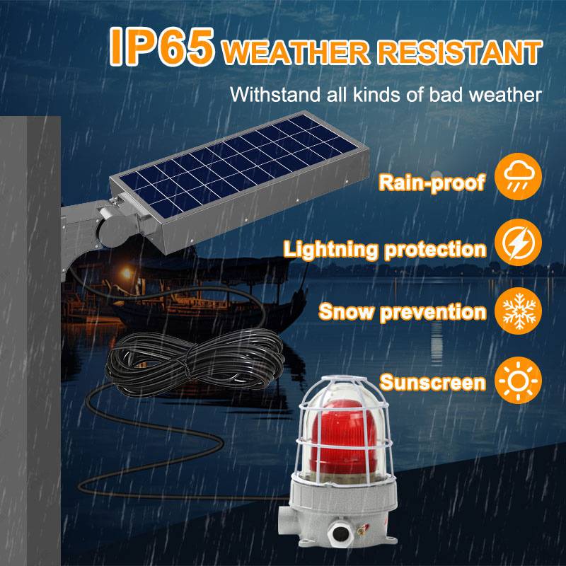 Solar explosion proof light IP65 25W alarm solar panel