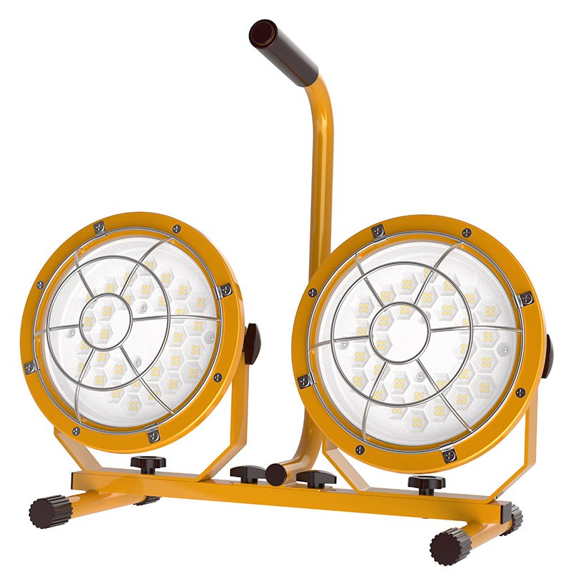 Tripod Floor light Handle two round lights yellow 100W