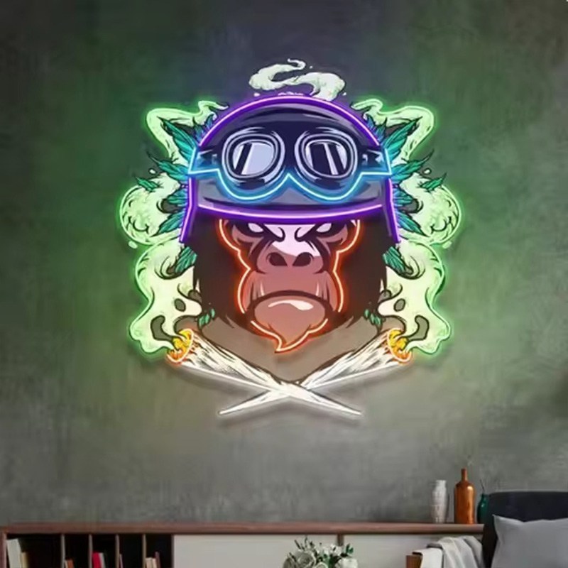 LED Smoking Monkey Neon Glowing Sign