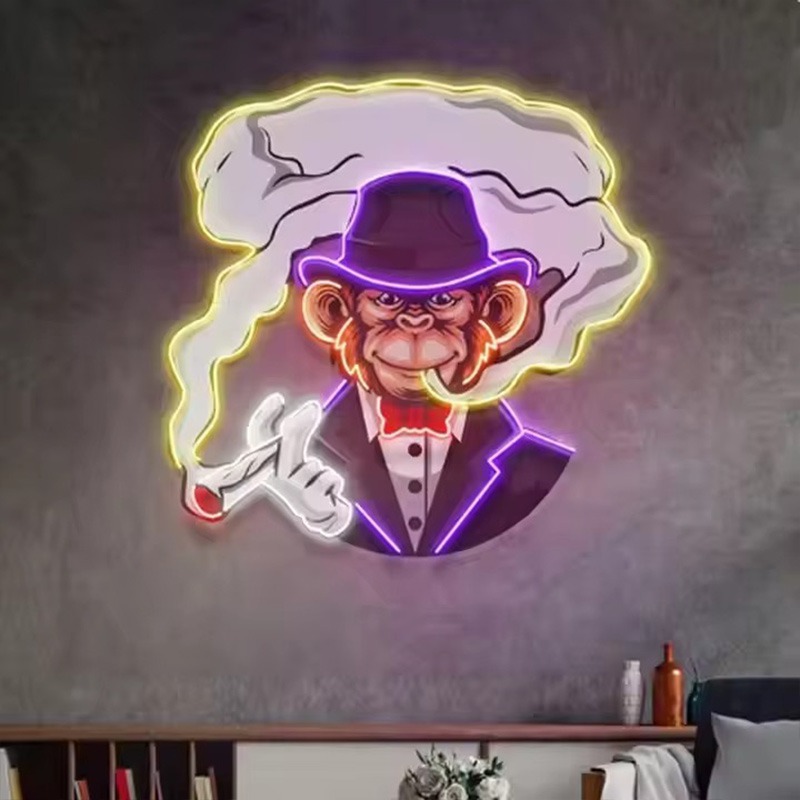 Neon Smoking Monkey LED Light Emitting Signs