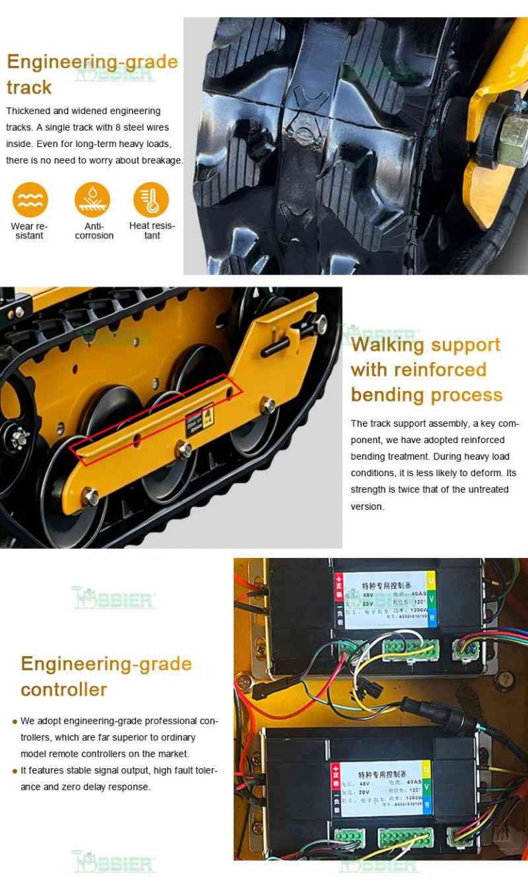 Control All Terrain Tracked Transport Vehicle 500kg Load Capacity ...